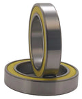 Top Rank Hybrid Ceramic Ball Bearings Six Eight Zero Five Measuring 25 By 37 By 7 mm ABEC Five with steel and silicon nitride.
