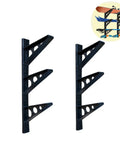 Beefy Wall Mounted Snowboard And Ski Rack Stash Up To Three Boards Horizontally Inside Your Garage Using Durable Plastic Multi Sport Gear Holder Home Organization, side view of black plastic mounting brackets.