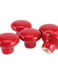 Killer Red Ceramic Cabinet Knobs 35 Pack Mushroom Button Single Hole Door Pulls With Screws For Kitchen Cupboard Dresser Wardrobe Fresh Smooth Glossy Finish. Five glossy red cabinet knobs in varying angles.