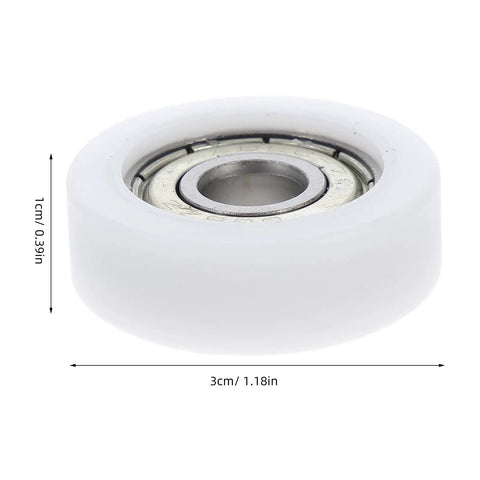 Top Shelf Set Of 4 Sliding Door And Window Pulleys Zero Sweat Replacement Nylon Guide Rollers Easy Install Fits Most Tracks Quick Swap 30mm Hardware smooth white nylon wheel with steel core, 3cm diameter for sliding doors.