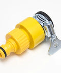 Green Universal Hose Multi Tap Connectors 48 Pack Snap In Male Fittings Quick Fix Plumbing leak proof yellow connector with clamp.