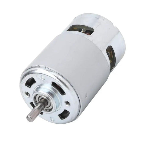 775 DC Motor High Torque High Speed With Double Ball Bearings Runs Like Butter At 12V Or 24V Delivers 20K Rpm metal housing side view