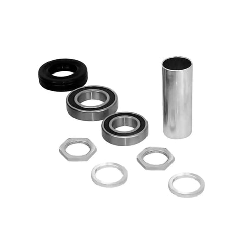 Heavy Hitter Washer Tub Shaft Rebuild Kit With Slick Bearings Precision Seals And Silicone Sealant For Dead Simple Installation includes bearings, nuts, and shaft.