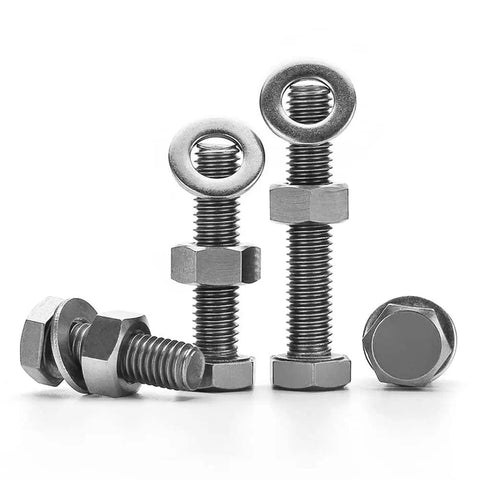 Titanium Outside Hex Screw Nut And Washer Kit M16 X 130mm, Industrial Grade TA2 Titanium Alloy, corrosion resistant fasteners displayed.
