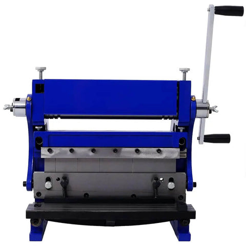Front view of Sheet Metal Brake 3 In 1 12 Inch Shear Press Brake And Roll Machine for home shop with cast iron construction.