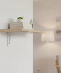 Hidden Wall Mount Floating Shelf Brackets In White Steel, Heavy Duty Concealed Hardware, effortless easy install, modern room view