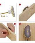 Top Shelf Agate Stone Cabinet Drawer Knobs With Slick Gold Plated Edges And Dope Decorative Texture Easy Screw In Hardware for installation steps.