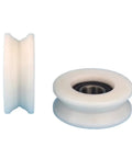10 Pack U Groove Pulley Wheels Featuring Plastic Coated 6202RS Bearings And Nylon Wrapped Rollers with smooth sliding design.