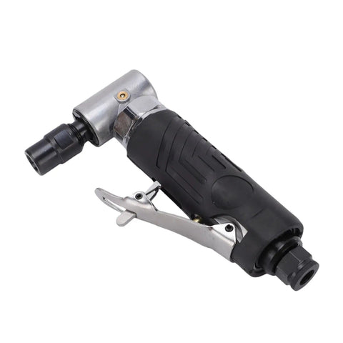 Heavy Duty 90 Degree Pneumatic Right Angle Die Grinder Roaring At 12000 RPM With Tough As Nails Handle, compact air tool for rust removal.
