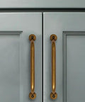 Heavy Duty Solid Zinc Alloy Antique Brass Cabinet Pulls Vintage Aged Finish For Kitchen Bathroom Cabinetry Vanities Tough As Nails Drawer Handles Real American Hardware 2 Pack on gray cabinet doors.