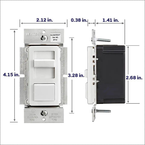 Straight Swap 0 10V LED Dimmer Switch Compatible With Mark 7 Ballasts And Hotels Featuring Ivory And Light Almond Faceplates dimensions and details