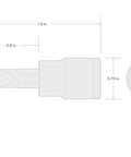 Diagram of Three Eighth Inch Drive Five Sixteenth Slotted Bit Socket With S2 Steel Bit Press Fit dimensions displayed.