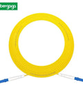 Bulletproof LC To LC Single Mode Fiber Optic Patch Cable 20M 66Ft OS2 Yellow LSZH Jacket Quick Connect Design with connectors.