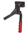 Beefy Quick Release Toggle Clamp for Heavy Duty Projects with red handle and black steel body, delivering 700kg holding power for mechanical work.