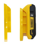 Heavy Duty Battery Holder Mounts 10 Pack For Workshop Organization With Included Hardware And Sturdy Abs Plastic Rack Compatible With 20V And 60V Cordless Tool Packs To Keep Your Bench Neat And Slick, showing a side view of a 20V yellow battery.
