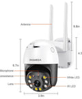 5MP PTZ WiFi Outdoor Security Camera With Color Night Vision, 2 Way Audio, Waterproof IP Camera diagram with dimensions