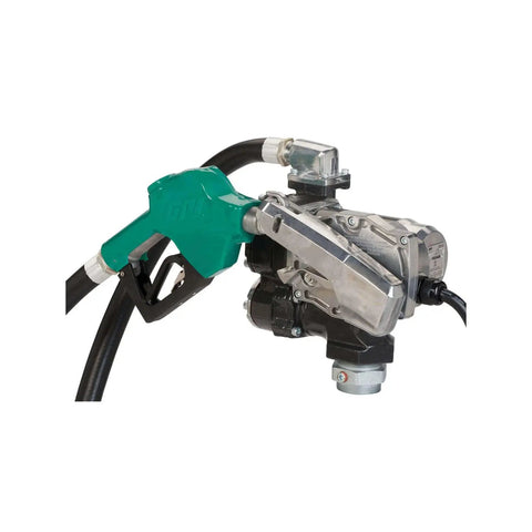 Workhorse 25 Gpm Fuel Transfer Pump With Auto Shutoff Nozzle and hose assembly for diesel or gasoline use.