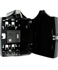 Open view of Wall Mounted Gym Wipe Dispenser With No-Touch Sanitizing Wipes, space-saving and easy to mount on wall, in black