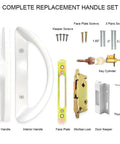 Replacement Patio Sliding Door Handle Set With Mortise Lock And Key Cylinder for Door Thickness 1.5 to 1.75 Inches, White
