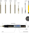 Rechargeable Broken Screw Extractor Kit Featuring Four Precision Grinding Heads For Stripped iPhone And Laptop Repair Tools Portable Electronics Fixing Collection, detail of precision grinding heads and tool dimensions.