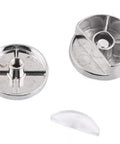 Beefy Adjustable Rimless Rectangle Glass Shelf Holder Heavy Duty Clamps Chrome Plated Metal Shelf Supports, top view