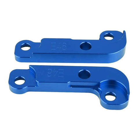 Aluminum Drift Lock Adapter Kit Beef Up Turn Angle By 25 Percent For E46 M3 Drift And Power Tuning, blue finish, top view