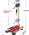 Pneumatic Powered Sheet Metal Dent Pulling Tower Kit for Auto Body Shaping and Alignment, showing adjustable height feature.