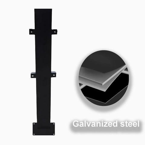 Top Shelf Free Standing EV Charger Cable Holder And Waterproof Station Box Heavy Duty Galvanized Steel outdoor cable holder side view.