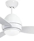 Outdoor Ceiling Fan With Remote And Dimmable Led Downlight, 44 Inch Low Profile Fixture With 3 Weather Resistant Blades, White