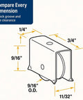 Heavy Steel Showcase Sliding Window Roller Assembly with dimensions 9/16 inch diameter for Wood Cabinets installation.
