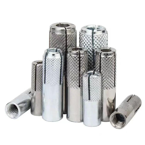 20 Pack Premium Zinc Plated Carbon Steel Drop-In Anchors 3/8-16 Knurled Internal Expansion For Solid Concrete Corrosion Resistant Durable Concrete Anchors