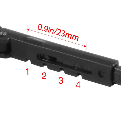 Top Shelf Red Laser Safety Glasses With Slick Visibility Boost And Flexible Adjustable Frames To Beat Eye Fatigue On Busy Job Sites Plus Comes With A Nifty Hard Shell Case, close-up view of frame measurements.