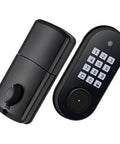 No-Fuss Electronic Keypad Deadbolt Lock With Seamless Keyless Entry Backup Wrench Key And Smart Auto Locking for easy door access.