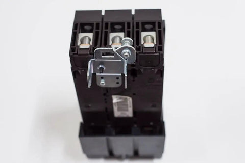 Front view of Heavy Duty 3 Pole Molded Case Circuit Breaker 90 Amp 600 Volt Unit Mount H-Frame PowerPacT designed for commercial use.