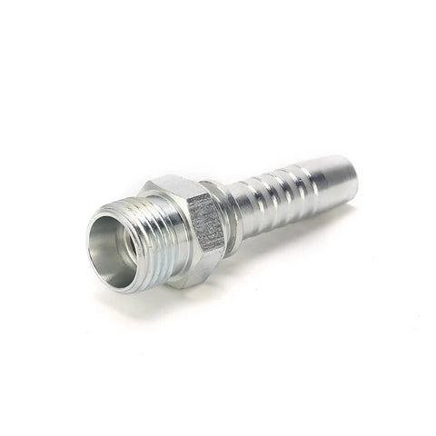 Close-up of a metal 100 Pcs Metric Male 24 Degree Cone Seat Hose Fittings M16x1.5 Threaded Connectors For 5 16 Inch Hose DN8 Industrial Adapter