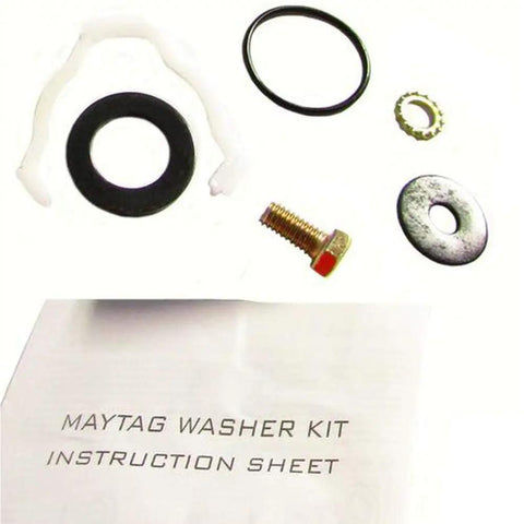 Heavy Duty Front Load Washer Bearing Seal And Washer Rebuild Kit Compatible With Neptune Models showing parts and instruction sheet.