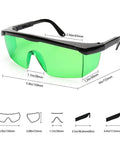 Top Shelf Laser Safety Glasses With Blue Tint Lenses Blocking 190Nm To 540Nm Rays Superlightweight Soft Plastic Shell angled view showcasing size and design.