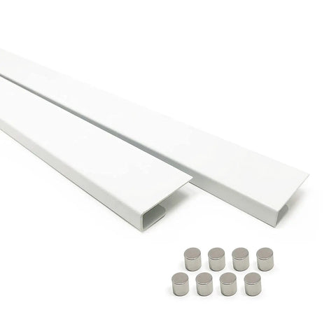 White Magnetic Wall Display Bars For Kid Art And Photos Strong Magnet Gallery Track System Total Flex Spacing Setup with magnets
