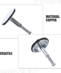 2pcs Brass Bathtub Drain Plug with Flat Seal and Rotating Design featuring copper material and versatile design.