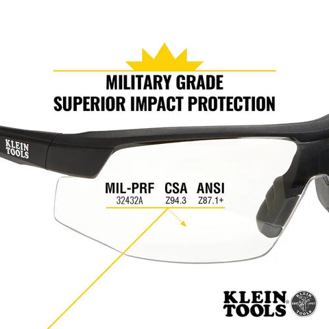 Top Tier Semi Frame Safety Glasses With Clear Lens Pack Serious Eye Protection And Scratch Resistant Coating, showcasing military grade details.