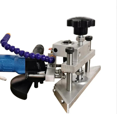 Handheld Pneumatic Glass Safety Angle Chamfering Machine Portable Edge Grinding Tool Built Like A Tank For Job Sites showing close-up of control and precision parts.