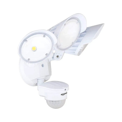 60W Waterproof LED Outdoor Motion Sensor Security Light With 3 Adjustable Heads And 6000 Lumen Brightness For Your Go To Driveways And Yards ETL Certified White angled view