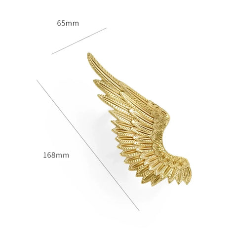 Official Top Shelf Solid Brass Angel Wing Cabinet Handles And Knobs With Slick Matte Gold Plating For Wardrobes And Dresser Doors Badass Durable Upgrade Pieces, 168mm angel wing knob.
