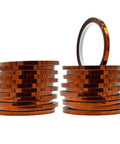 High Temperature Polyimide Tape One Quarter Inch By Thirty Six Yards 144 Count Pack for 3D Printers, PCBs, shown stacked in rolls