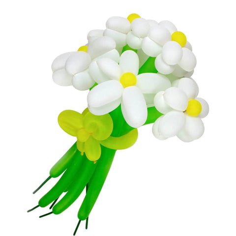 100 Pcs Clear Long Latex Model Balloons No Fuss Twisting Surface Prime Grade Heavy Duty Rubber For Kids Party Carnival Decor And Big Time Sculpture Art Projects, twisted into a flower bouquet shape.