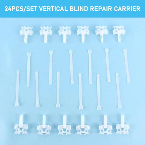 12 Piece Vertical Blind Repair Kit With Carrier Stem And Strap Universal Replacement Parts Rock Solid Pom Build with white carriers.
