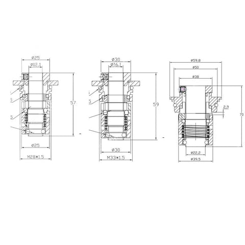 Technical drawing of Badass 16mm Cartridge Mechanical Seal Featuring Hella Durable Silicon Carbide And Stainless Steel Construction.