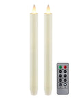 Flameless Taper Candles With Remote And Timer Realistic 3D Moving Flame Battery Operated LEDs 9 Inch Ivory Window Candles Up To 400 Hours