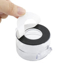 Heavy Duty Clear Button Lockout Covers 4 Pack Fit 22mm Push Button Switches Straight Up being installed on a switch.