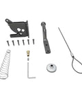 Heavy Duty Reliable Solid Carbon Steel Automatic Gravity Gate Latch With Self Locking Spring Catch For Driveway Man Gate kit components laid out for assembly.
